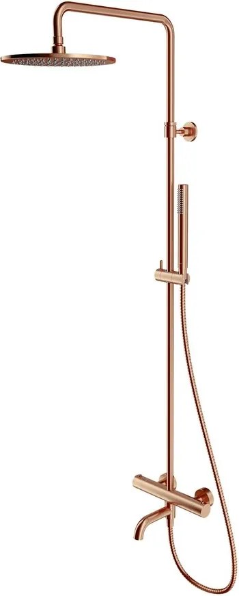 Coloana de dus cu baterie cada Omnires Y termostatata finisaj cupru periat