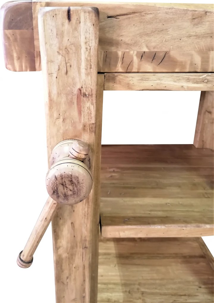 Banc de tamplar, L64 57 H82 cm, natur antic, lemn masiv