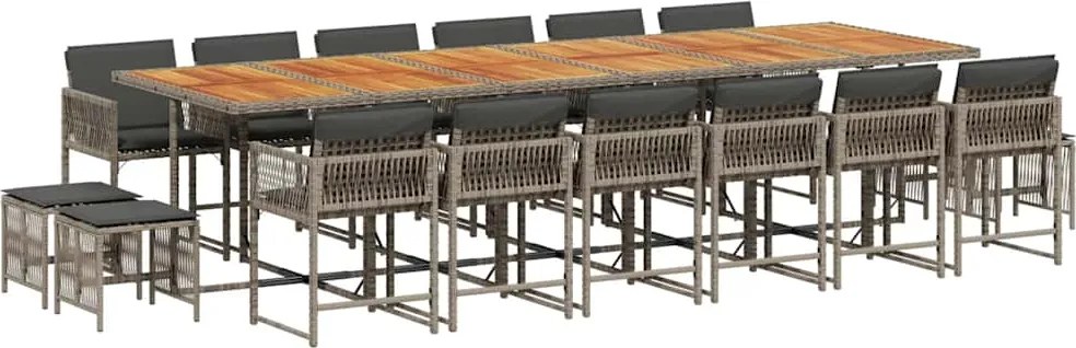 vidaXL Set mobilier de grădină cu perne, 17 piese, gri, poliratan