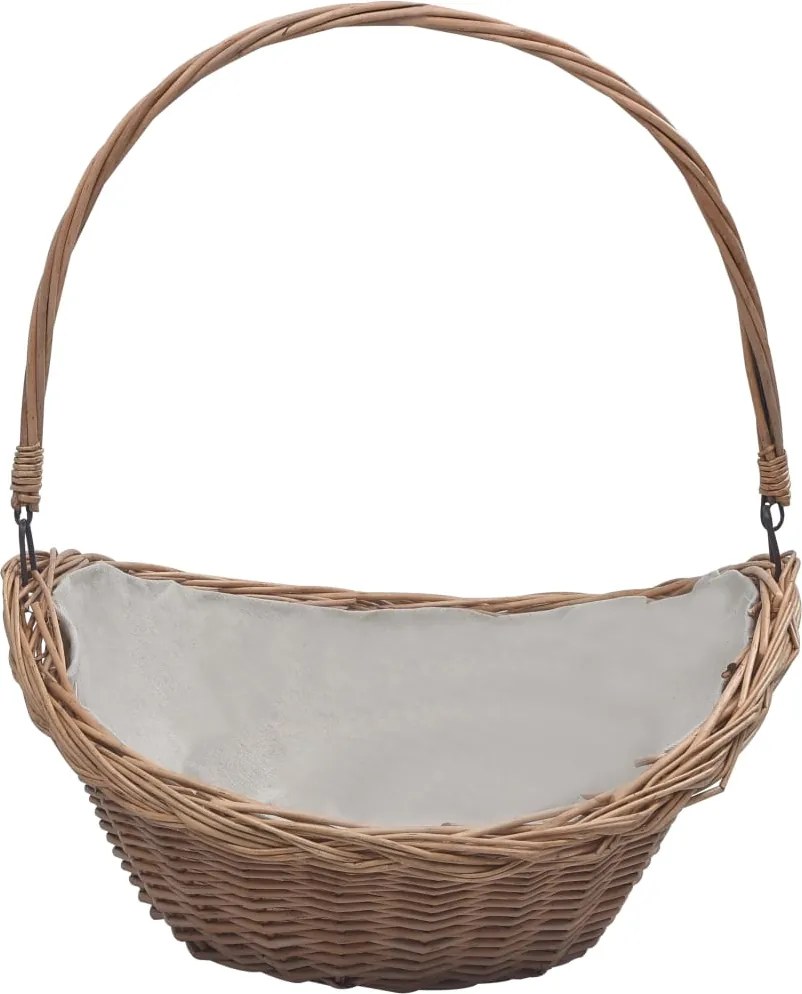 vidaXL Coș pentru lemne de foc cu mâner, maro, 61,5x46,5x52 cm salcie