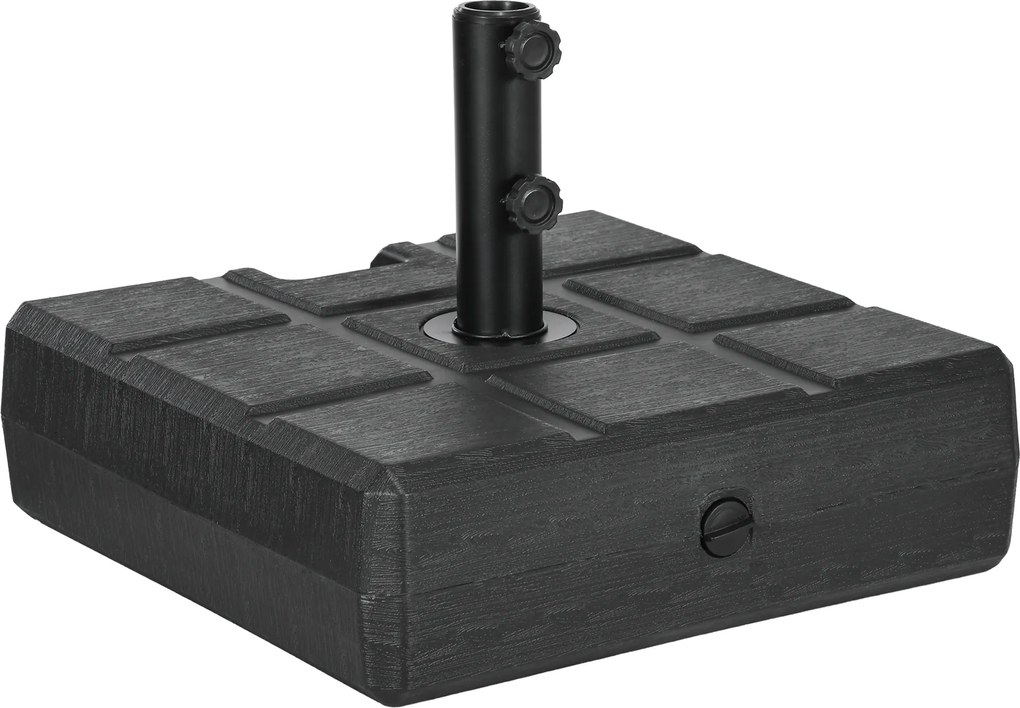 Outsunny Suport 40kg Pătrat pentru Umbrelă Soare, Efect Lemn, Bază Rezistentă din Plastic | Aosom Romania