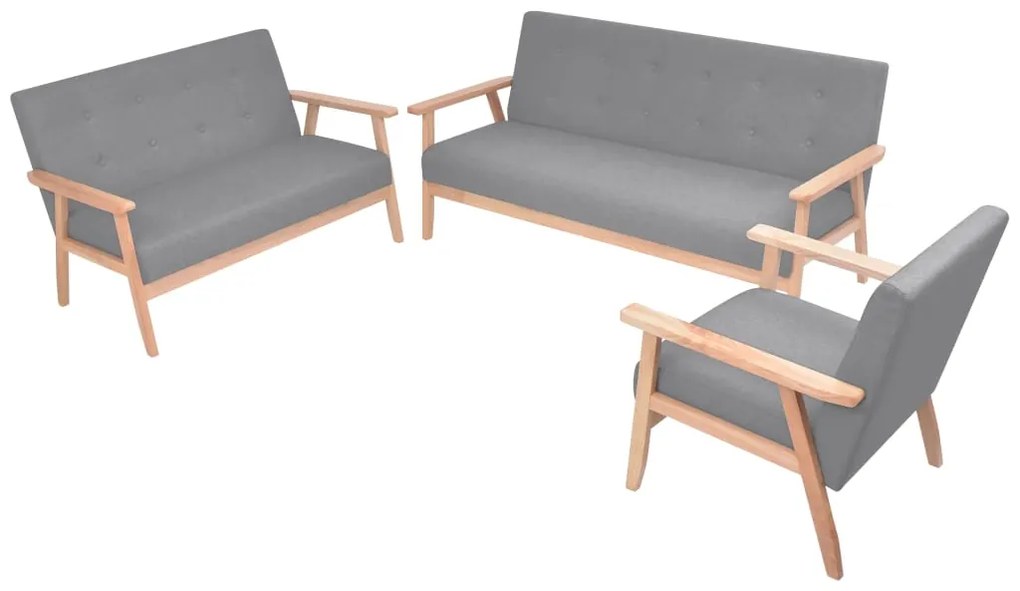 vidaXL Set canapele 3 piese Textil Gri deschis