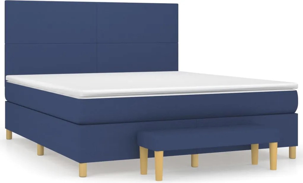 vidaXL Pat box spring cu saltea, albastru, 180x200 cm, material textil