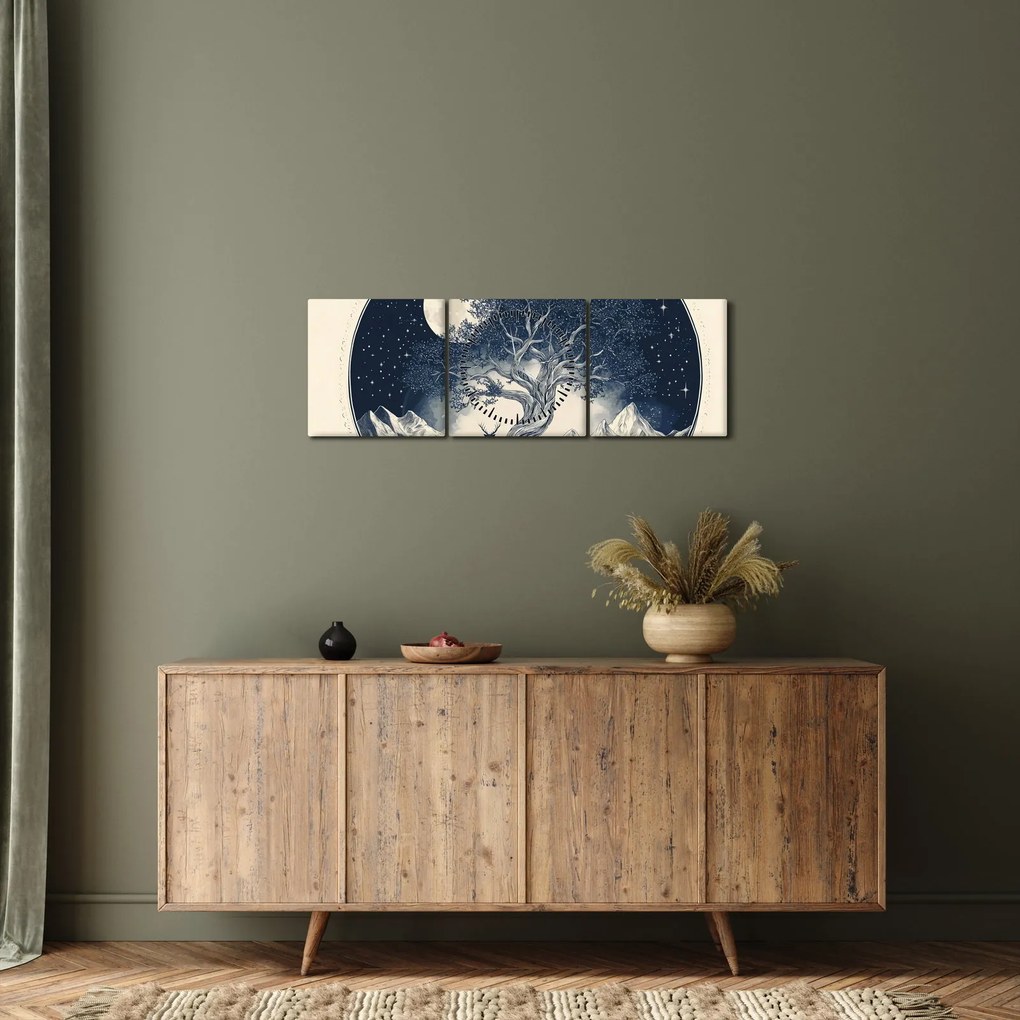 Tablou – Arbore magic cu cerb I. (cu ceas) (90x30 cm)