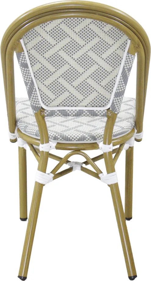 Scaun Lauria, aluminiu/textil, alb, gri, cadru cu efect de bambus