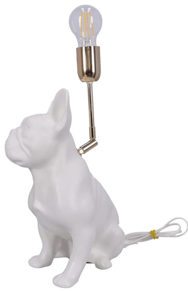 Lampa ceramica Bulldog alb mat h 35 cm