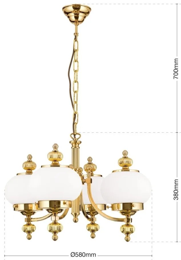 Lustra suspendata eleganta stil clasic Nostalgie 4L alama lucios/opal