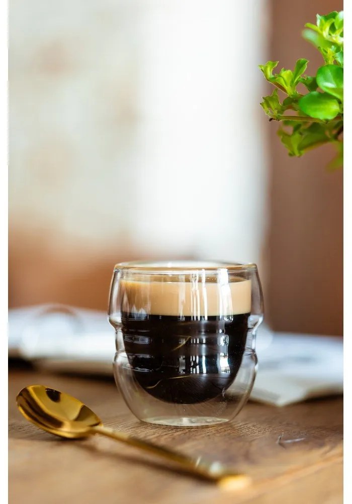 Set de 2 pahare cu pereți dubli Vialli Design Sferico, 70 ml