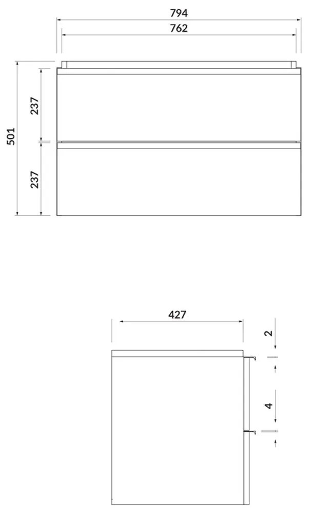 Dulap baie suspendat Cersanit Virgo 80 pentru lavoar incastrabil, stejar cu manere crom Stejar maner crom, 800 x 400 mm