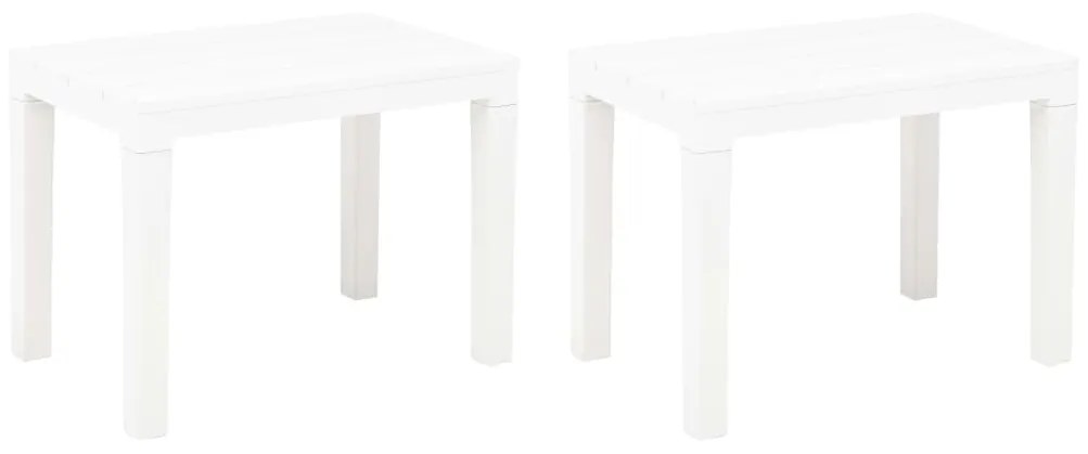 48780 vidaXL Bănci de grădină, 2 buc., alb, plastic