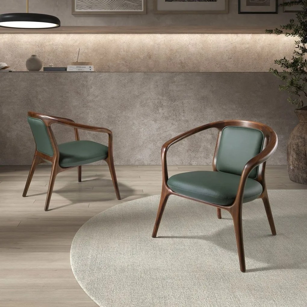 Scaun cu brate LUX design italian, Piele Sintetica Verde Inchis