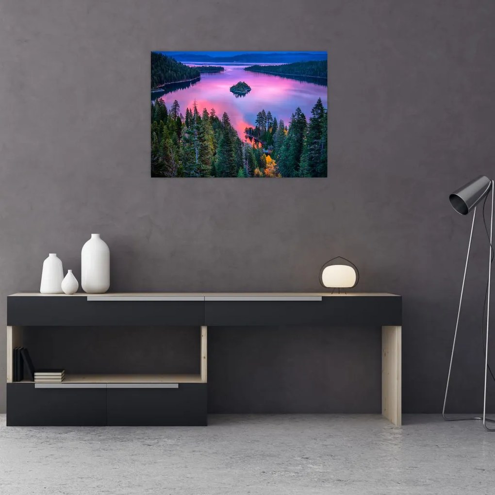 Tablou pe sticlă - Lacul Tahoe, Sierra Nevada, California, SUA (70x50 cm)