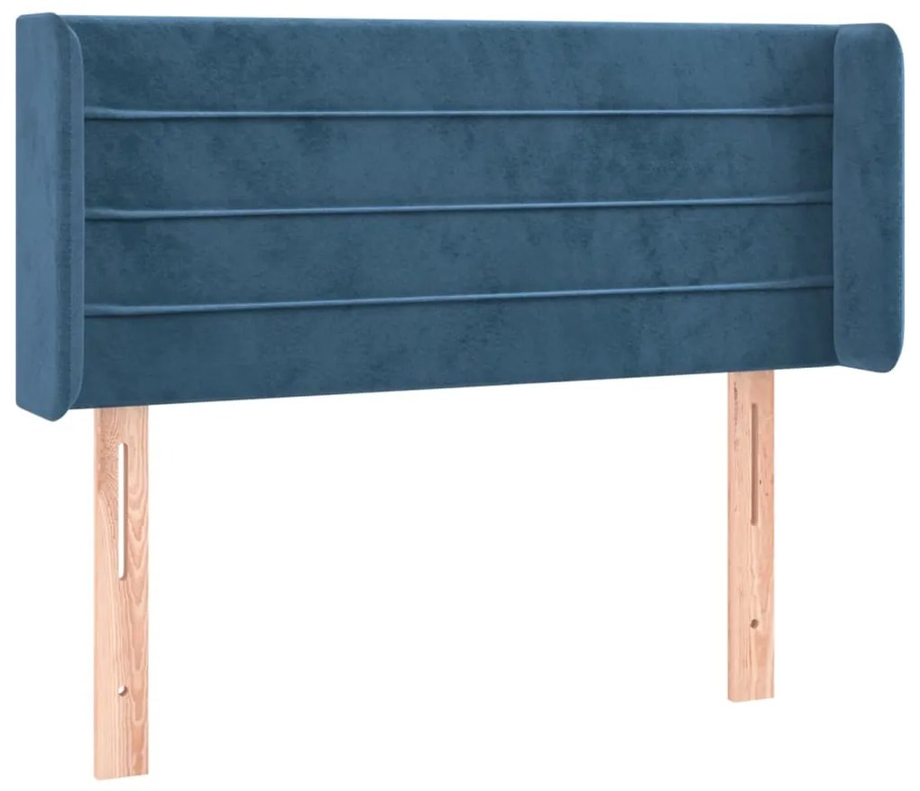 3118954 vidaXL Tăblie pat cu aripioare albastru închis 103x16x78/88 cm catifea