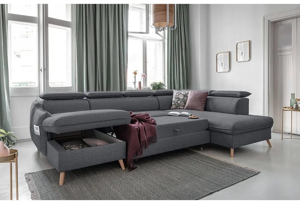 Colțar gri închis extensibil (cu colț pe partea dreaptă) Sweet Harmony – Miuform