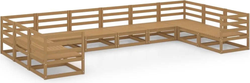 vidaXL Set mobilier de grădină, 10 piese, lemn masiv de pin