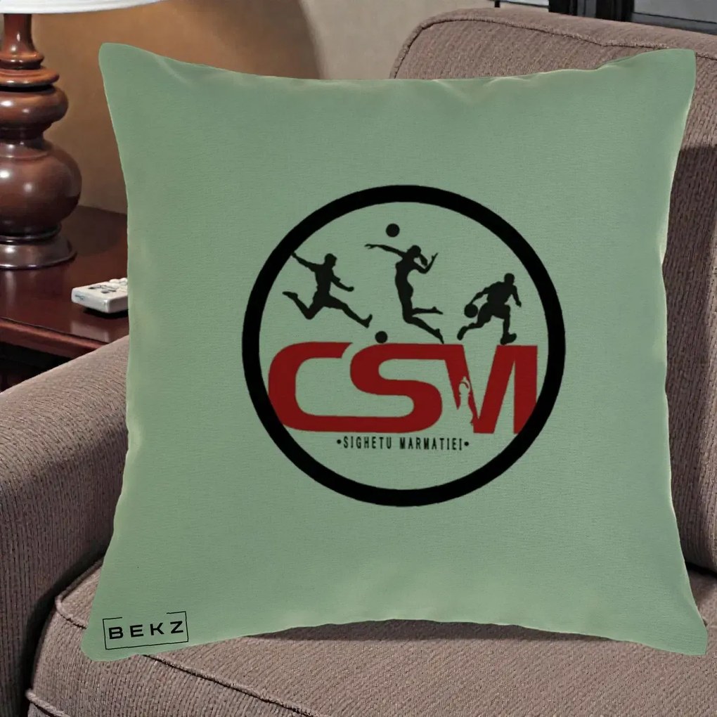 Perna Personalizata CSM Sighetu Marmatiei Sport, 40x40 cm, Verde, Husa Detasabila, Perna Inclusa, BEKZ®