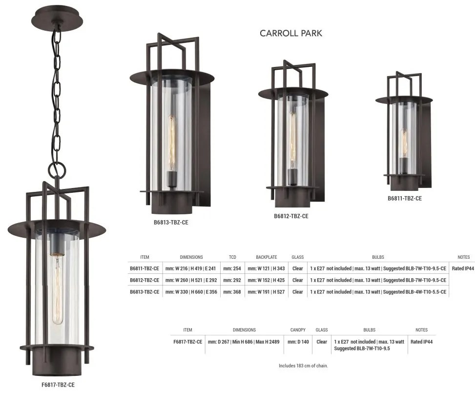 Pendul pentru exterior CARROLL PARK large, cu protectie IP44