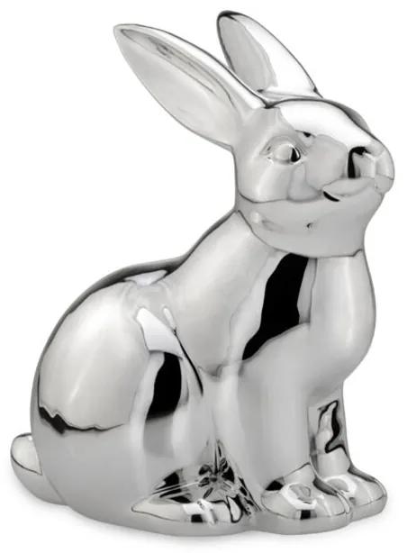Decoratiune Rabbit, Hermann Bauer, 16x11x18 cm, portelan, argintiu