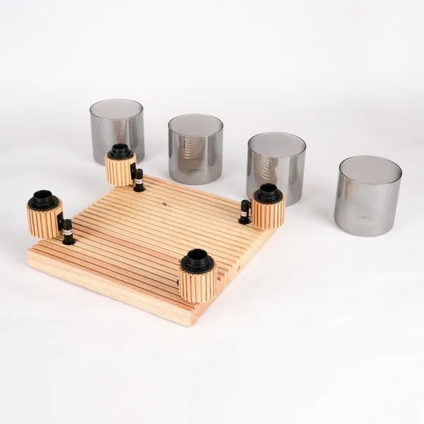 Brilagi - Plafonieră cu spoturi HYGGE, 4 x E14 / 15 W / 230 V, lemn de hevea / fumuriu