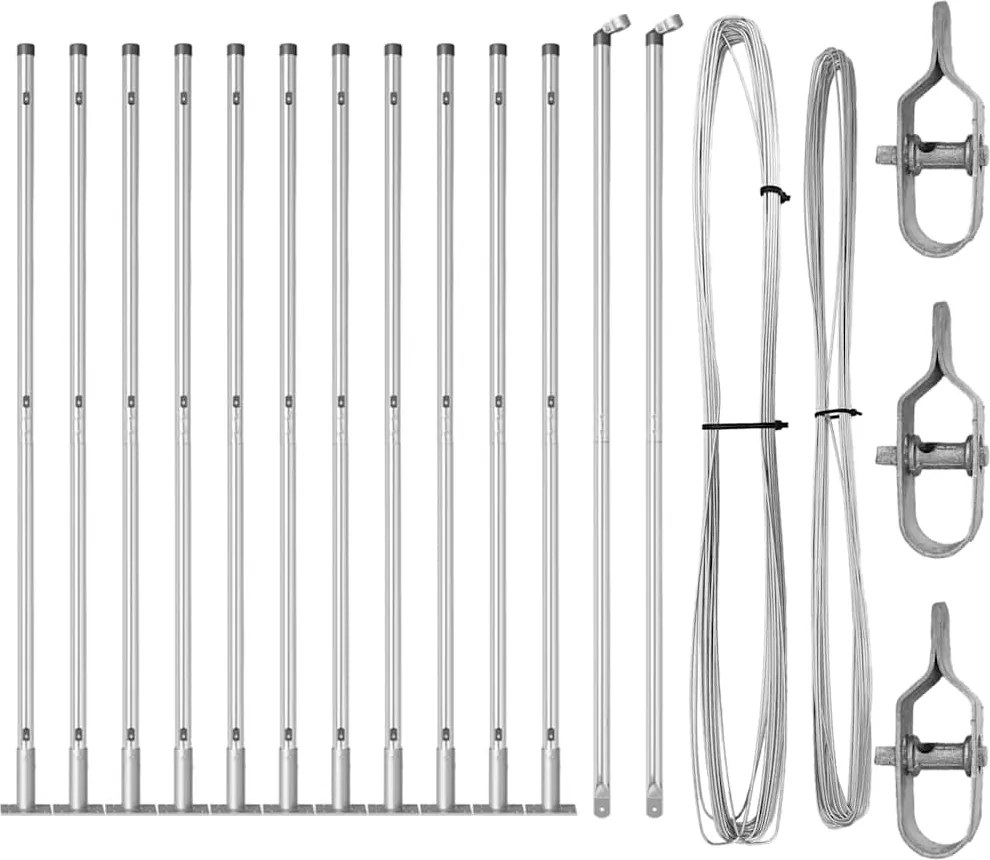 vidaXL Stâlp de gard. 13 pcs Argintiu Oțel