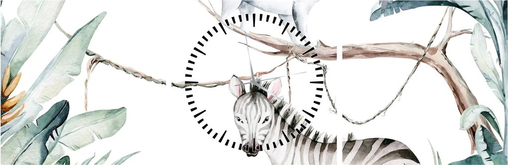 Tablou - Animale exotice (cu ceas) (90x30 cm)