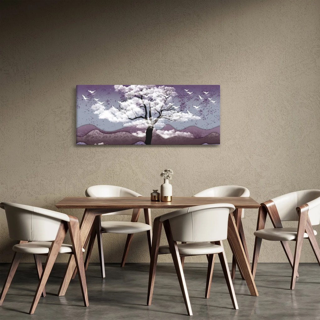 Tablou - Copac în nori (120x50 cm)