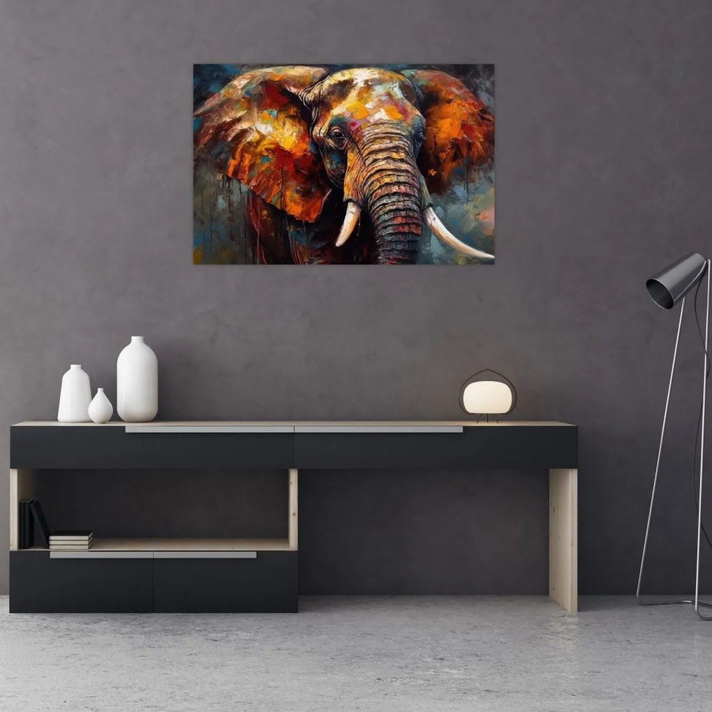 Tablou - Pictura unui elefant (90x60 cm)