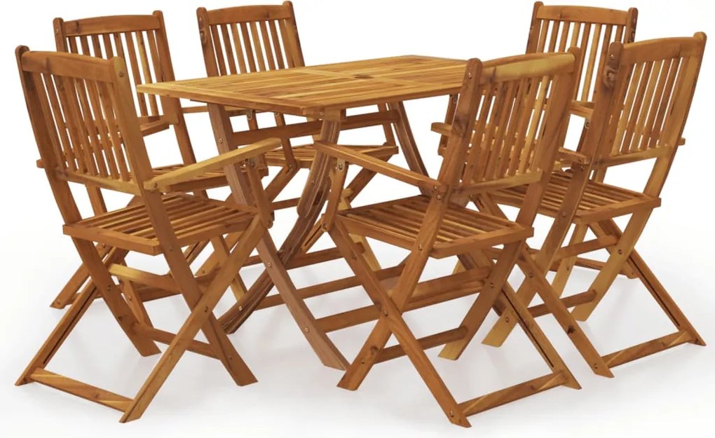 vidaXL Set mobilier de exterior pliabil, 7 piese, lemn masiv de acacia
