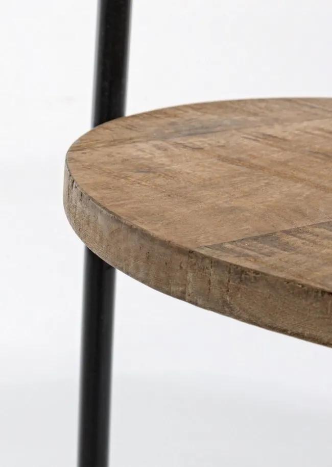 Masuta de cafea stejar/neagra din lemn de Mango si metal, 38x44x63 cm, Walton Bizzotto