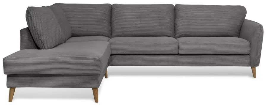 Colțar gri închis cu tapițerie din catifea reiată (cu colț pe partea stângă ) Paris – Scandic