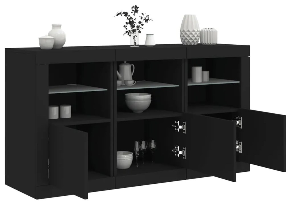 vidaXL Dulap cu lumini LED, negru, 123x37x67 cm
