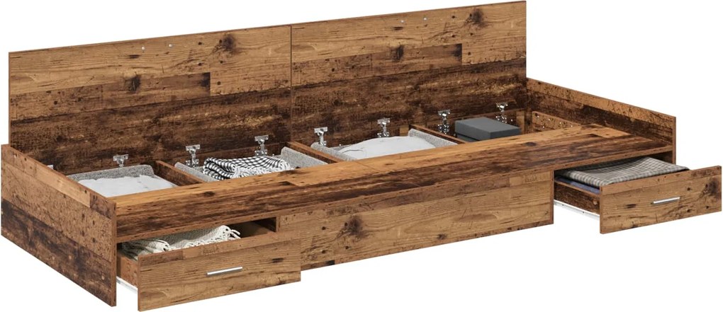 vidaXL Cadru de pat cu sertar Lemn Vechi 98.5 x 200 cm Lemn compozit