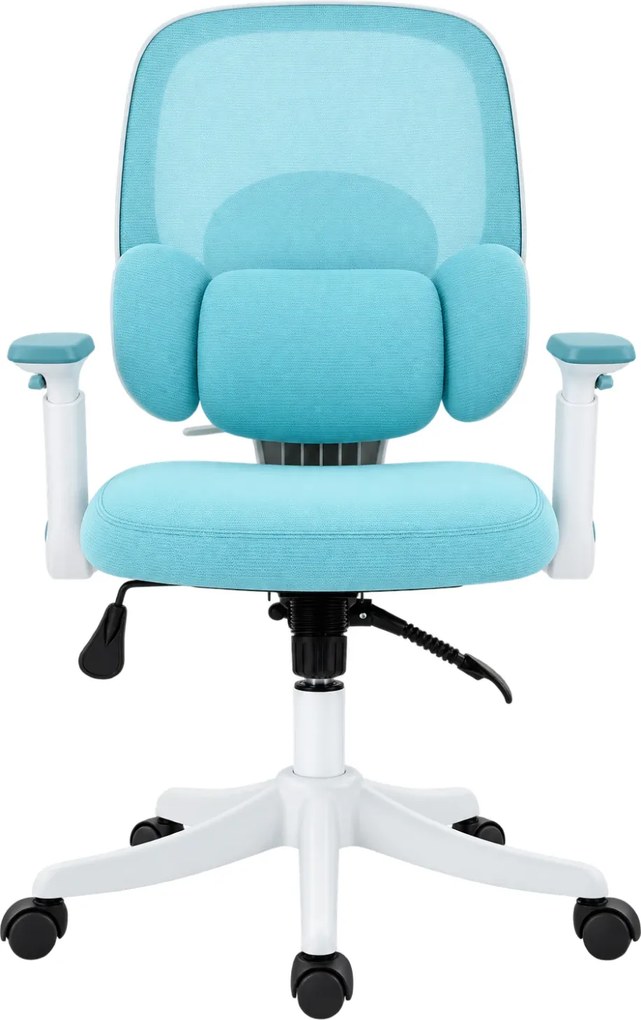 LUMBARIS 871– Scaun Ergonomic cu Suport Lombar Triplu Ajustabil, Cotiere Reglabile, Spătar Mesh, Înclinare 90°–135°, Albastru/Alb