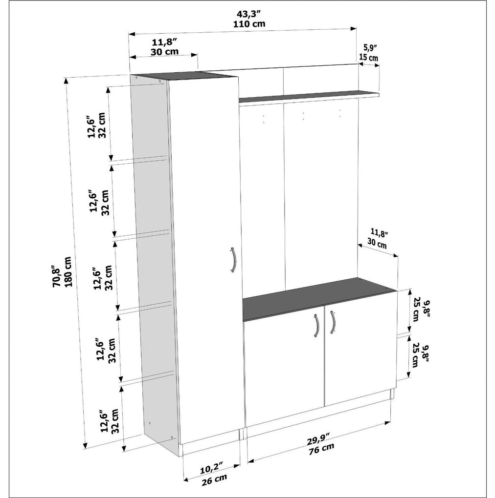 Mobilier hol Neturella (alb + teak). 1102378