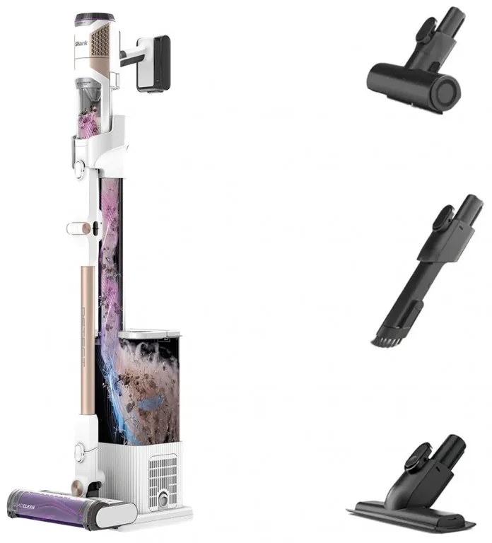 Aspirator vertical Shark IW3612EUT, 240W, 0.42 l, 3 moduri, 3 trepte, 3 atasamente, Afisaj LED, Senzori pentru detectarea murdăriei invizibile, Autonomie pana la 60 min, Alb/Galben