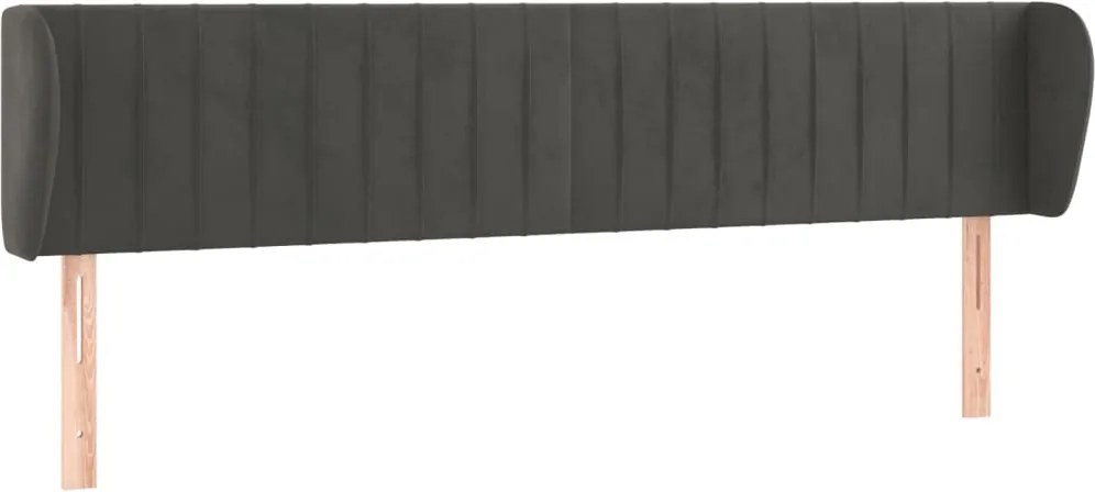 vidaXL Tăblie de pat cu aripioare gri închis 163x23x78/88 cm catifea