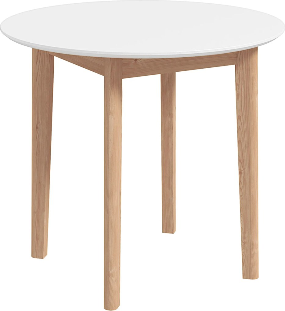 HOMCOM Masă de dining Masă de bucătărie Masă rotundă, design scandinav, 75 cm x 75 cm x 76 cm, Alb + natural | Aosom Romania