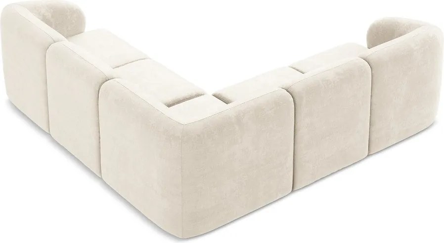 Colțar bej cu tapițerie din chenille Lani – Makamii