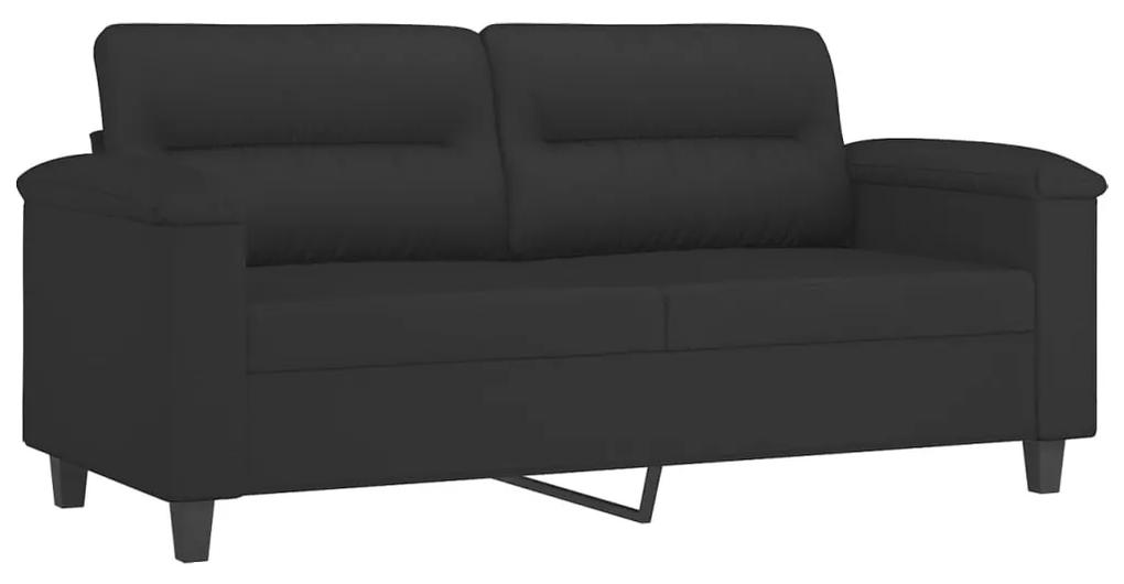 Canapea cu 2 locuri, negru, 140 cm, tesatura microfibra Negru, 170 x 77 x 80 cm