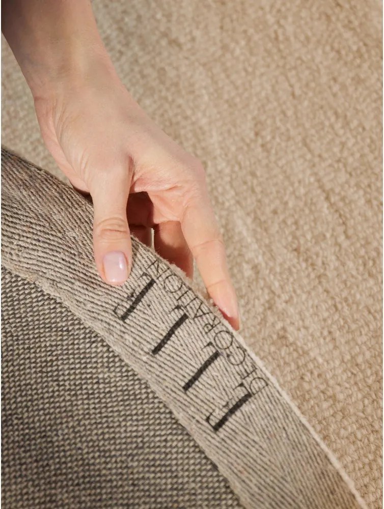 Covor în culoare naturală țesut manual rotund din lână ø 200 cm Puristic Knots – Elle Decoration