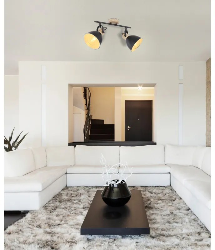 Plafoniera metal stil industrial WIHO 2 negru/maro