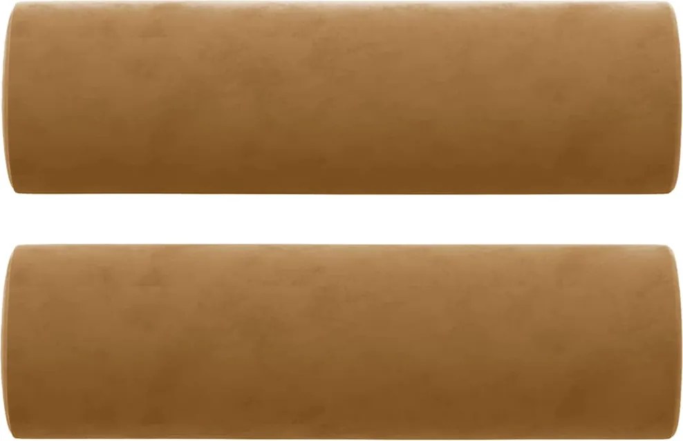 vidaXL Perne decorative, 2 buc., maro, Ø15x50 cm, catifea