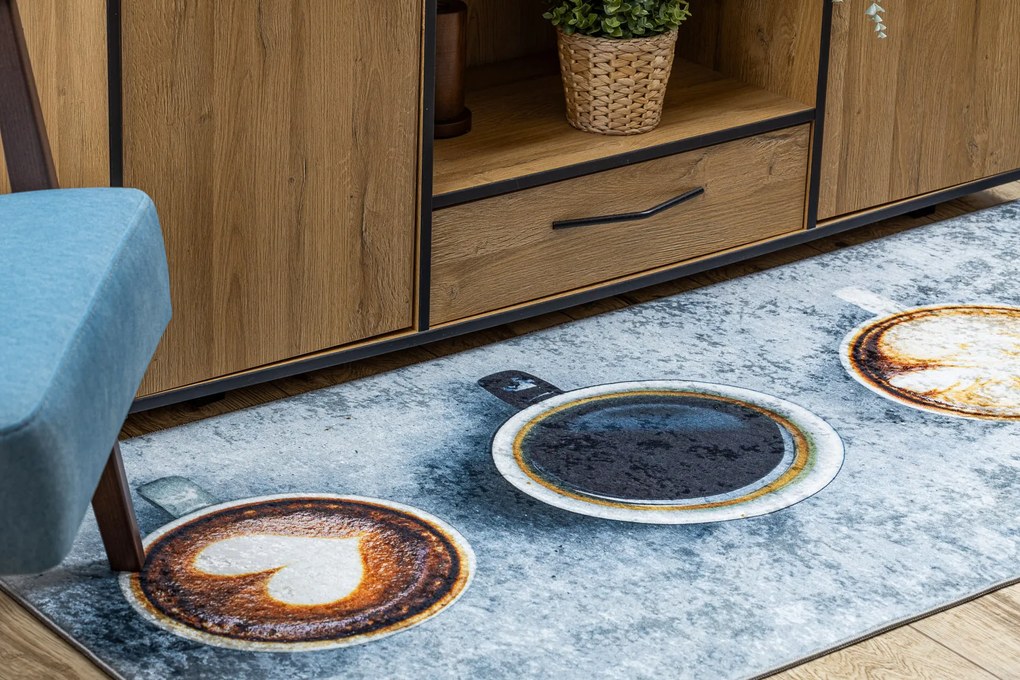 ANDRE 33300 covor lavabil Cafea bucatarie, anti-alunecare - gri / maro