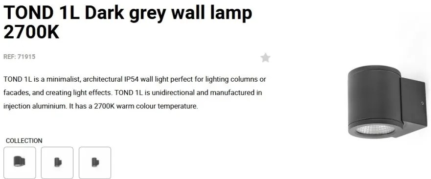 Aplica LED exterior iluminat arhitectural IP54 TOND 1L 2700K