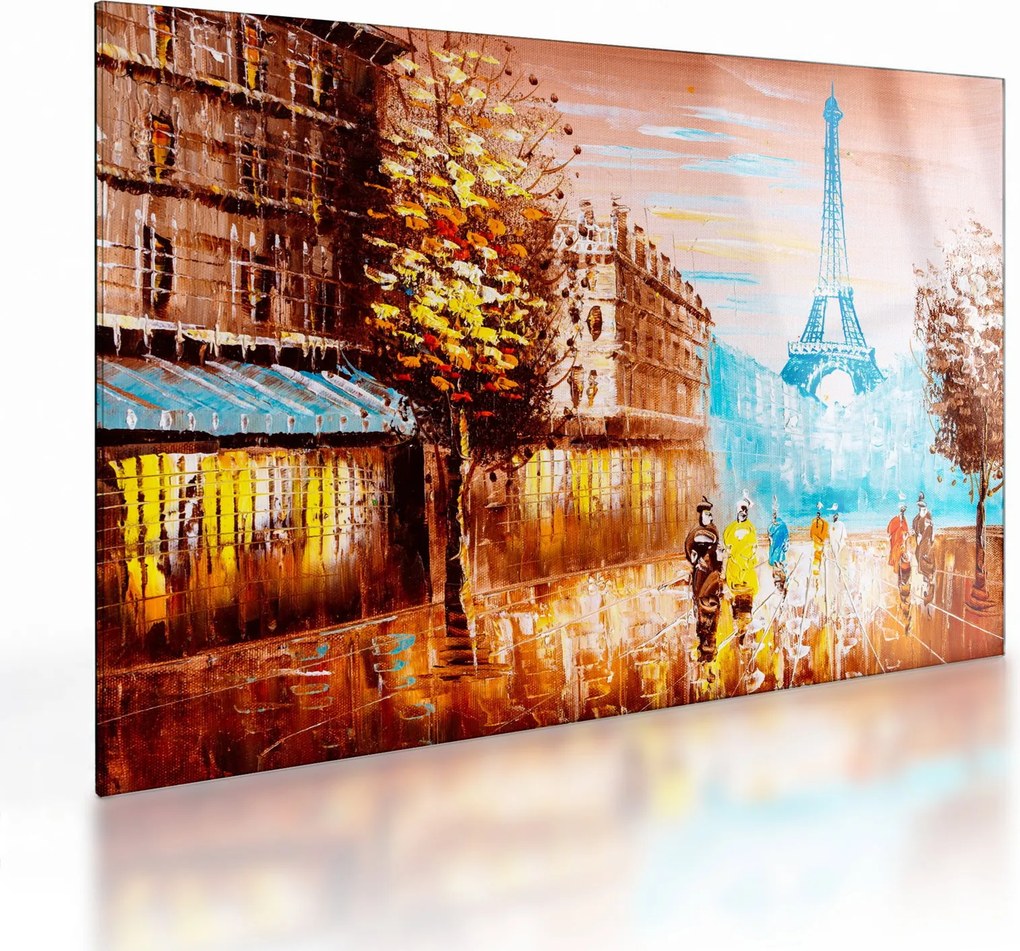 Tablou pe sticlă - Vremea ploioasă și Turnul Eiffel (70x50 cm)
