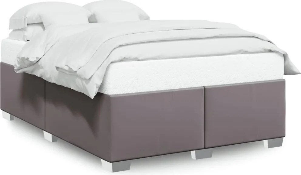 vidaXL Cadru de pat, gri, 140x190 cm, piele ecologică