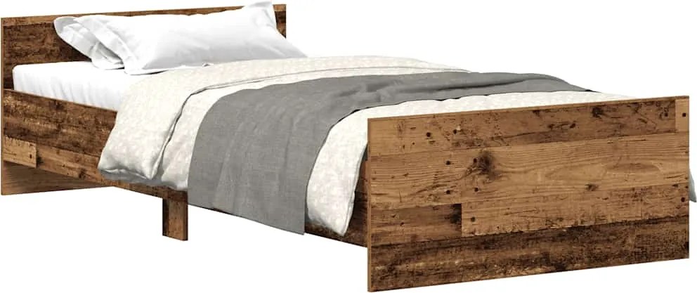 vidaXL Cadru de pat fără saltea Lemn vechi 75x190 cm Lemn prelucrat