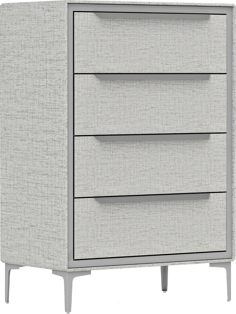 HOMCOM Comoda cu 4 Sertare în Oțel cu Acoperire în Țesut cu Efect de In, 60x36x88 cm, Gri | Aosom Romania