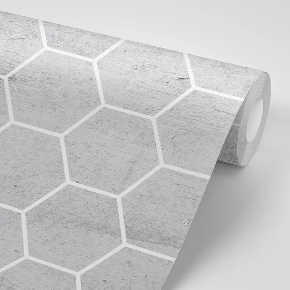 Tapet model hexagonal gri
