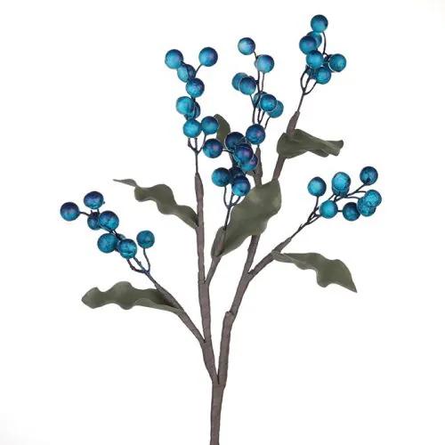 Crenguta artifiala Berry, Fibre sintetice, Verde Albastru, 18x102 cm